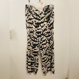 Old Navy Black and Cream Patterned Wide Leg Pants